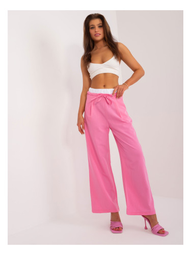 Pink fabric trousers with ties