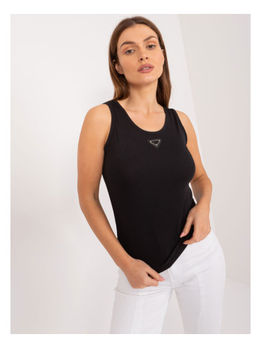 Black Fitted Women's Ribbed Top