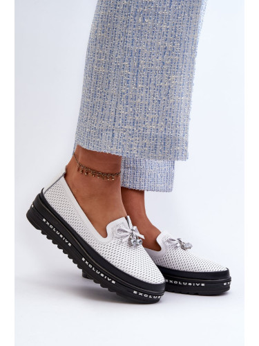 Women's leather loafers on the S.Barski platform white