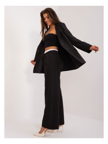 Black fabric trousers with double waist