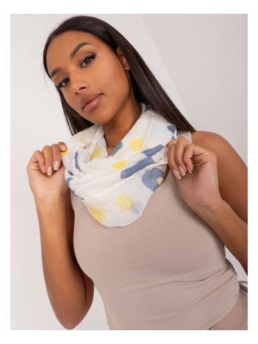 Ecru-yellow women's scarf with polka dots