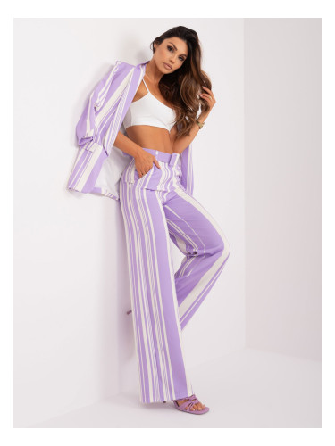 Purple and ecru elegant pants with print