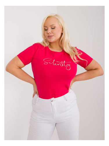 Plus Size Red Casual Cotton T-Shirt