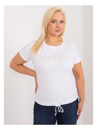 White women's blouse with a round neckline plus size