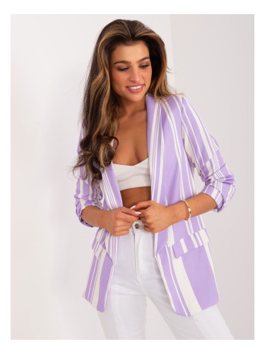 Purple and ecru striped women's blazer
