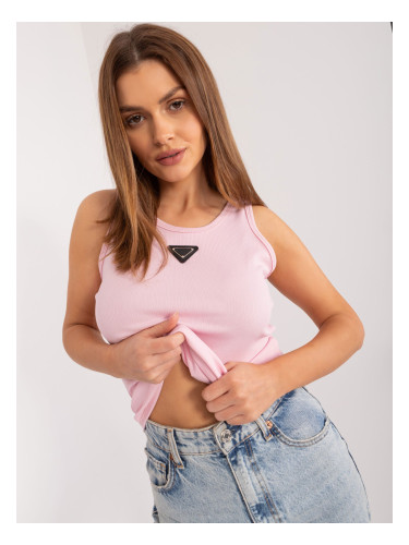 Light pink ribbed top with patch