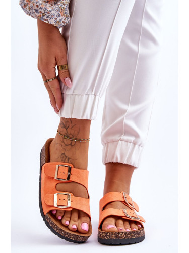 Women's slippers Cortina orange on cork sole