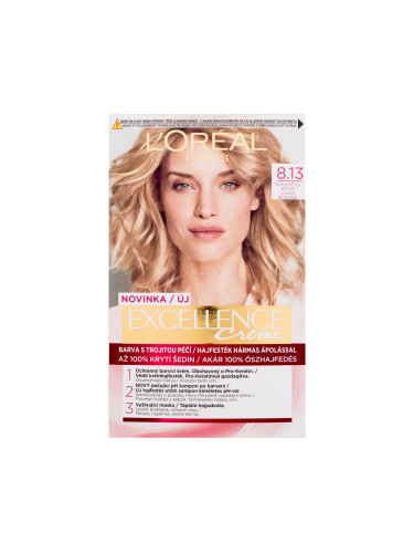 L'Oréal Paris Excellence Creme Triple Protection Боя за коса за жени 1 бр Нюанс 8,13 Blond Light Beige увредена кутия