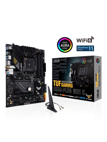 Дънна платка Asus TUF Gaming B550-Plus WIFI II, B550, AM4, DDR4, PCI-E 4.0, (DP&HDMI), 2x M.2, 6x SATA 6Gb/s, 1x USB Type C, ATX