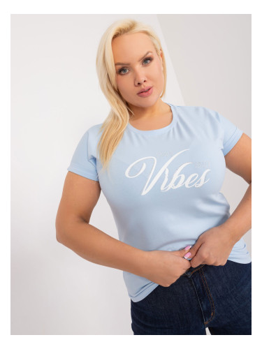 Light blue plus size t-shirt with print