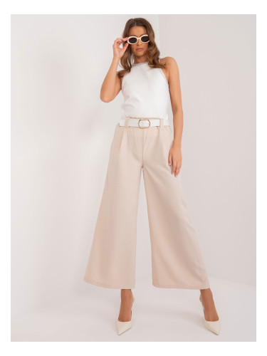 Light beige wide trousers with pockets