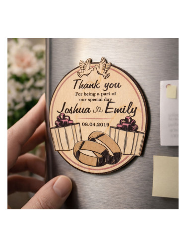 Сватбен кръгъл магнит - Халки