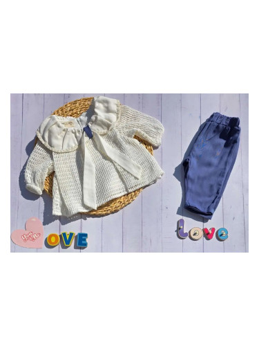 Premium Бебешки комплект за момиче от плетиво