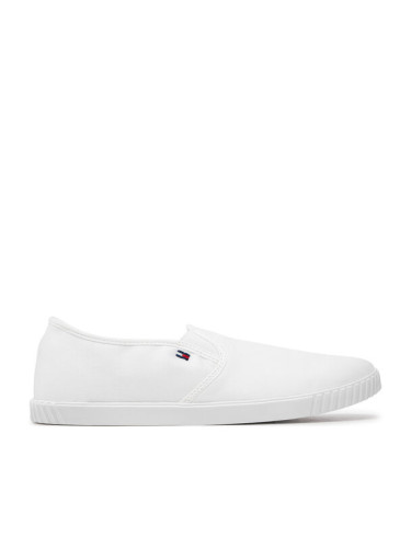 Tommy Hilfiger Гуменки Canvas Slip-On Sneaker FW0FW07806 Бял