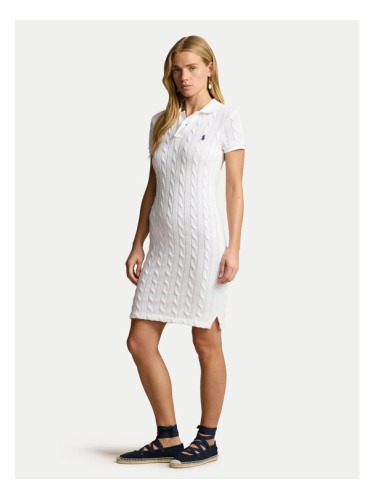 Polo Ralph Lauren Плетена рокля 211943139002 Бял Slim Fit
