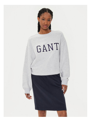 Gant Суитшърт Logo 4200840 Сив Relaxed Fit