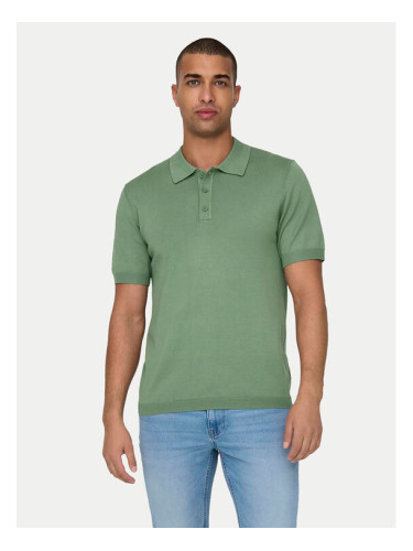Only & Sons Тениска с яка и копчета Wyler 22022219 Зелен Regular Fit