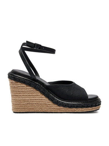 Calvin Klein Еспадрили Wedge Sandal 70 Mono Jacq HW0HW01961 Черен