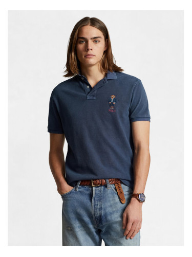 Polo Ralph Lauren Тениска с яка и копчета 710934708001 Тъмносин Custom Slim Fit
