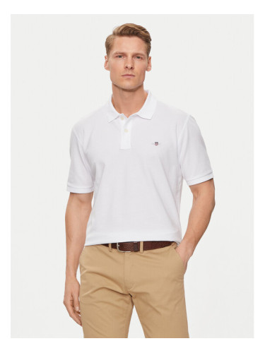 Gant Тениска с яка и копчета Shield 2210 Бял Regular Fit