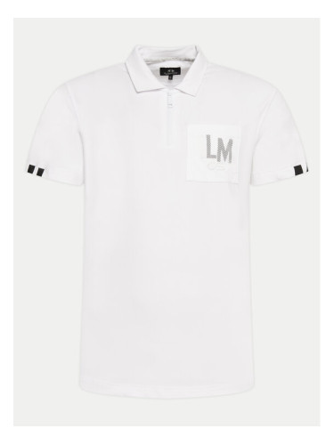 La Martina Тениска с яка и копчета YMP015 JS324 Бял Regular Fit