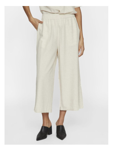 Vila Панталони тип кюлоти Prisilla 14096234 Бежов Straight Fit