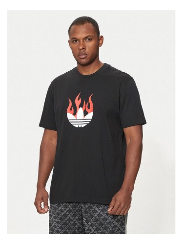 adidas Тишърт Flames Logo IS0178 Черен Loose Fit