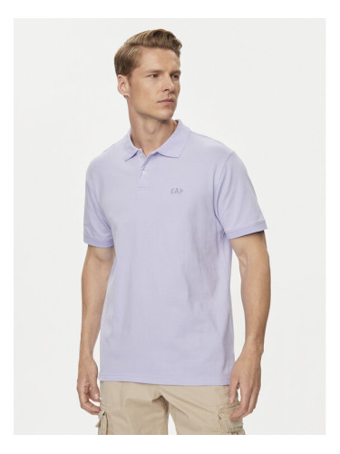 Gap Тениска с яка и копчета 586306-14 Виолетов Regular Fit