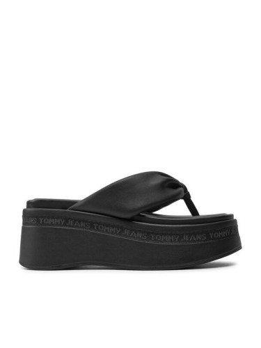 Tommy Jeans Джапанки Tjw Wedge Sandal EN0EN02457 Черен