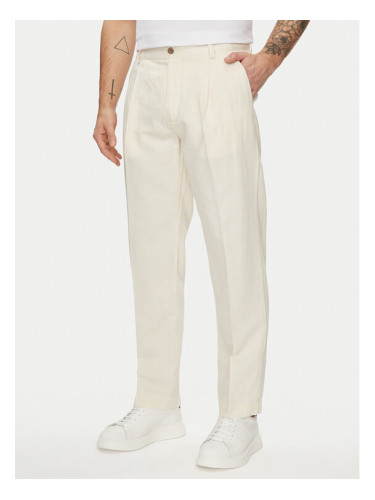 Pepe Jeans Чино панталони Relaxed Pleated Linen Pants - 2 PM211700 Екрю Relaxed Fit