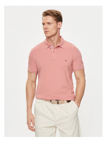 Tommy Hilfiger Тениска с яка и копчета Palm Under Collar MW0MW34738 Розов Regular Fit