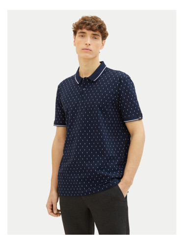 Tom Tailor Denim Тениска с яка и копчета 1040465 Тъмносин Regular Fit