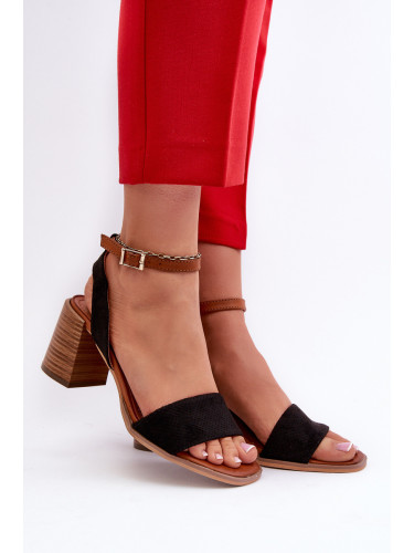 EVENTO Дамски черни сандали с ток от изкуствен велур от Ronvia