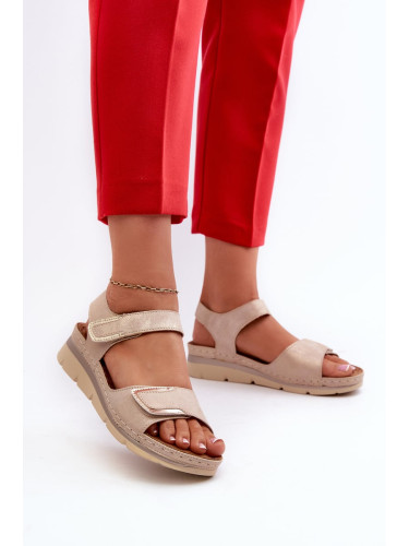 Comfortable women's Velcro sandals, beige Iphiope