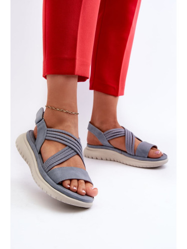 Lightweight, comfortable women's hook-and-loop sandals, blue, Ceclea