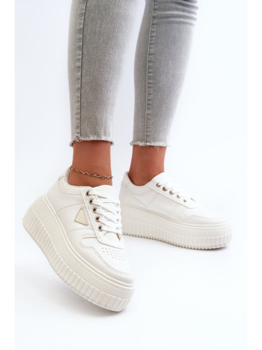 Women's sneakers made of eco leather on a solid platform, white Christin