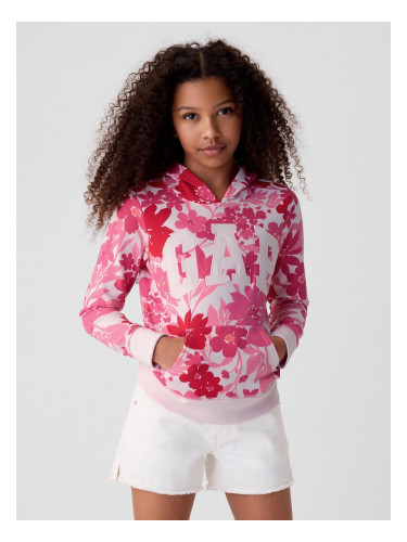 Pink girls' patterned sweatshirt with GAP logo