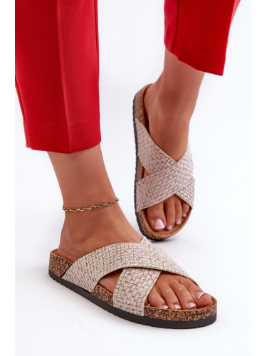 EVENTO Дамски чехли на коркова платформа Бежови Tesolen