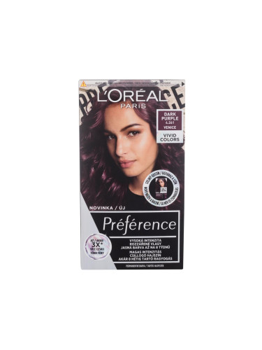 L'Oréal Paris Préférence Vivid Colors Боя за коса за жени 60 ml Нюанс 4,261 Dark Purple увредена кутия