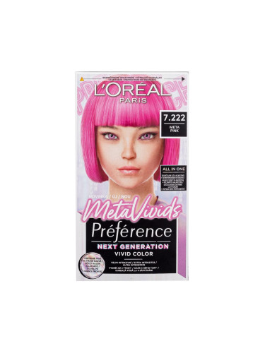 L'Oréal Paris Préférence Meta Vivids Боя за коса за жени 75 ml Нюанс 7.222 Meta Pink увредена кутия