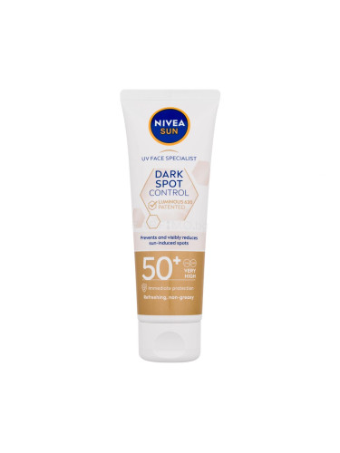 Nivea Sun Dark Spot Control Sun Fluid SPF50+ Дневен крем за лице за жени 40 ml увредена кутия