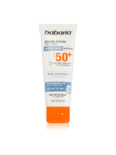 Babaria Sun Face водоустойчив крем за лице за изкуствен тен SPF 50+ 75 мл.