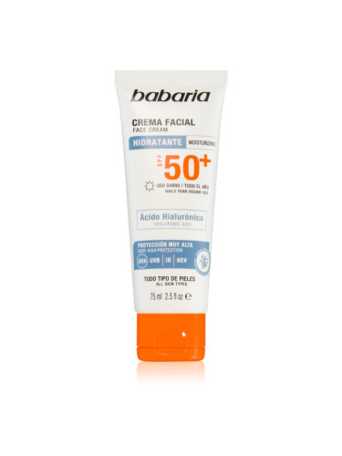 Babaria Sun Face Водоустойчив слънцезащитен крем за лице SPF 50+ 75 мл.