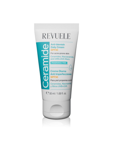 Revuele Ceramide Anti-Blemish Daily Cream дневен предпазващ крем за проблемна кожа, акне SPF 50 50 мл.