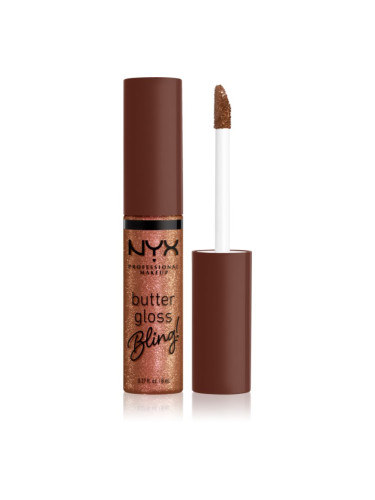 NYX Professional Makeup Butter Gloss Bling блясък за устни с блестящи частици цвят 08 HU$TLA 8 мл.
