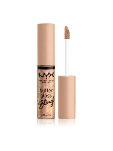 NYX Professional Makeup Butter Gloss Bling блясък за устни с блестящи частици цвят 01 Bring The Bling 8 мл.