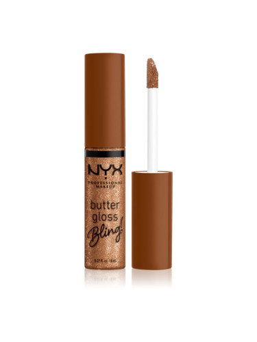 NYX Professional Makeup Butter Gloss Bling блясък за устни с блестящи частици цвят 04 Pay Me In Gold 8 мл.