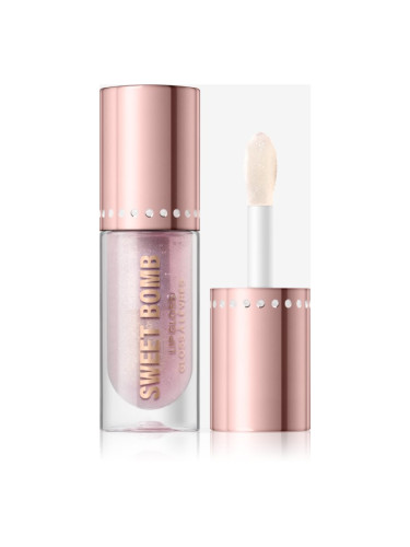 Makeup Revolution Y2k Sweet Bomb блясък за устни с блестящи частици цвят Vanilla Ice White Holo 4.5 мл.