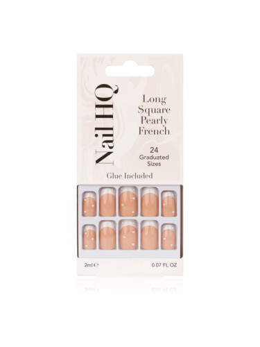 Nail HQ Long Square Изкуствени нокти Pearly French 24 бр.