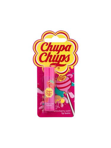 Chupa Chups Lip Balm Strawberry Swirl Балсам за устни за деца 4 гр увредена опаковка